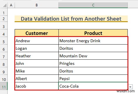 다른 시트의 데이터 유효성 검사 목록을 사용하는 방법(6가지 방법)