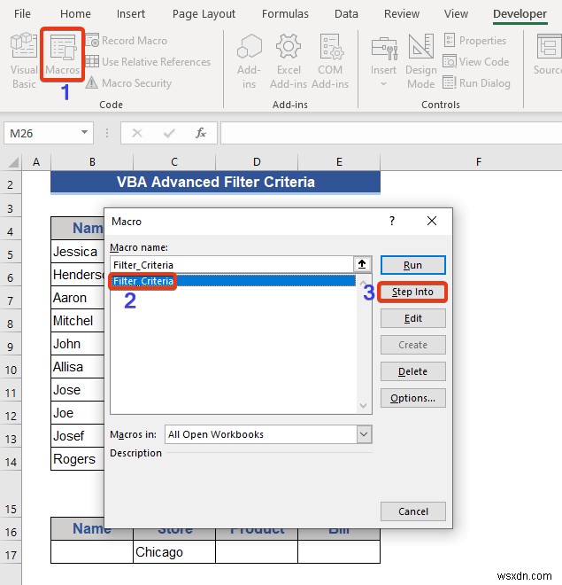 고급 필터 기준이 포함된 Excel VBA 예제(6개 사례)