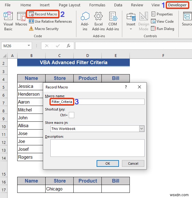 고급 필터 기준이 포함된 Excel VBA 예제(6개 사례)