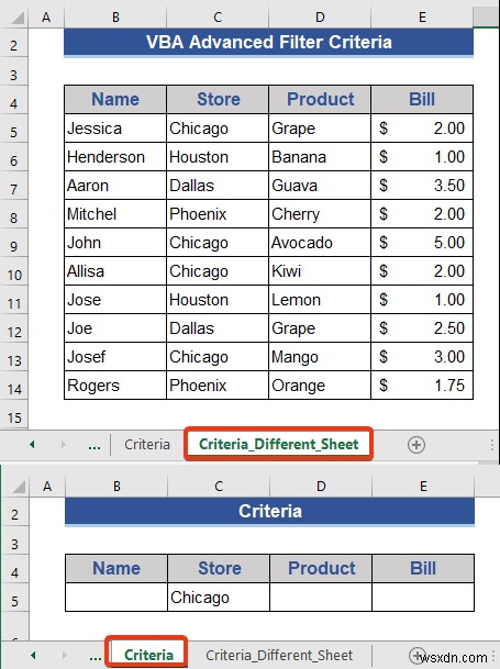 고급 필터 기준이 포함된 Excel VBA 예제(6개 사례)