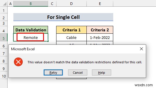 Excel에서 여러 기준에 대한 사용자 지정 데이터 유효성 검사 적용(예제 4개)
