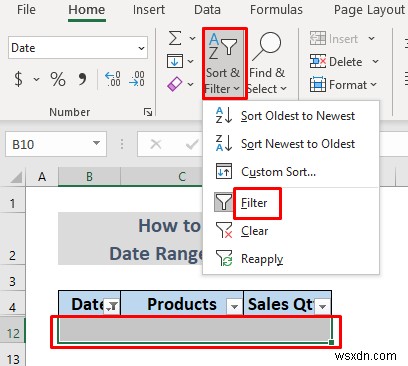 Excel에서 날짜 범위를 필터링하는 방법(5가지 쉬운 방법)