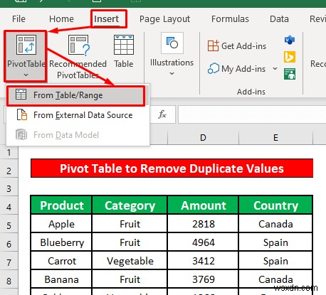 Excel의 드롭다운 목록에서 중복을 제거하는 방법(4가지 방법)
