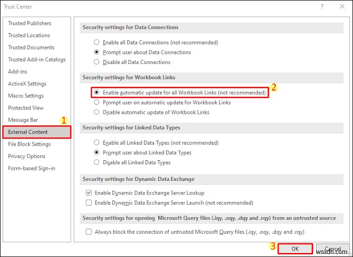 [Fix]:링크의 Excel 자동 업데이트가 비활성화되었습니다.