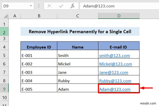 Excel에서 하이퍼링크를 영구적으로 제거하는 방법(4가지 방법)