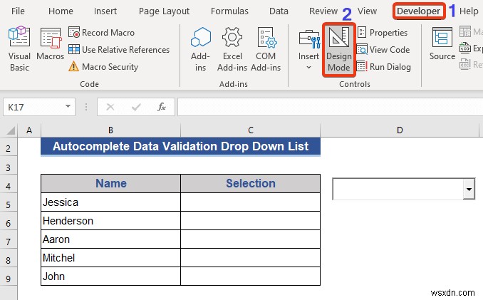 Excel의 자동 완성 데이터 유효성 검사 드롭다운 목록(2가지 방법)