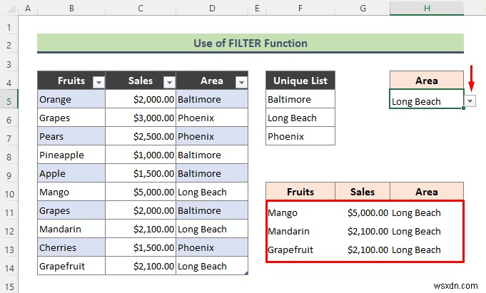 필터가 있는 Excel 데이터 유효성 검사 드롭다운 목록(예제 2개)
