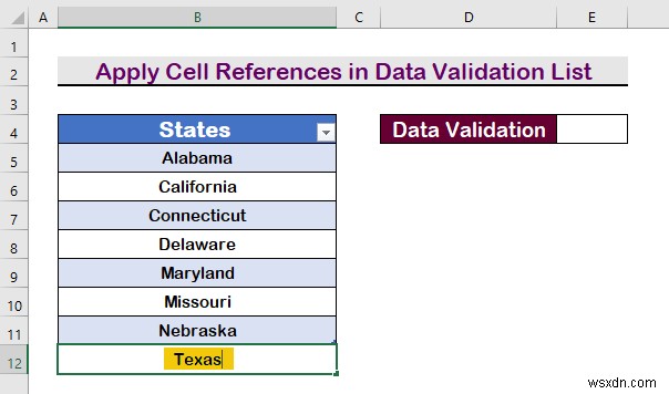 Excel의 표에서 데이터 유효성 검사 목록을 만드는 방법(3가지 방법)