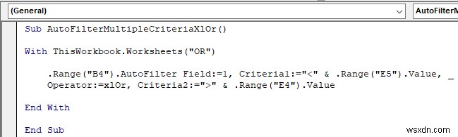 VBA에서 Excel의 동일한 필드에 대한 여러 기준으로 자동 필터링(4가지 방법)