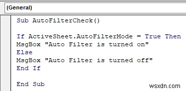 자동 필터가 켜져 있는지 확인하는 Excel VBA(4가지 쉬운 방법)