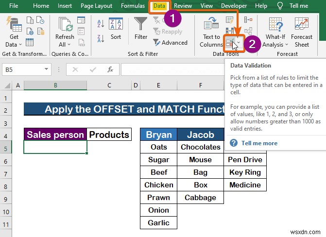 Excel에서 셀 값을 기반으로 드롭다운 목록을 변경하는 방법(2가지) 