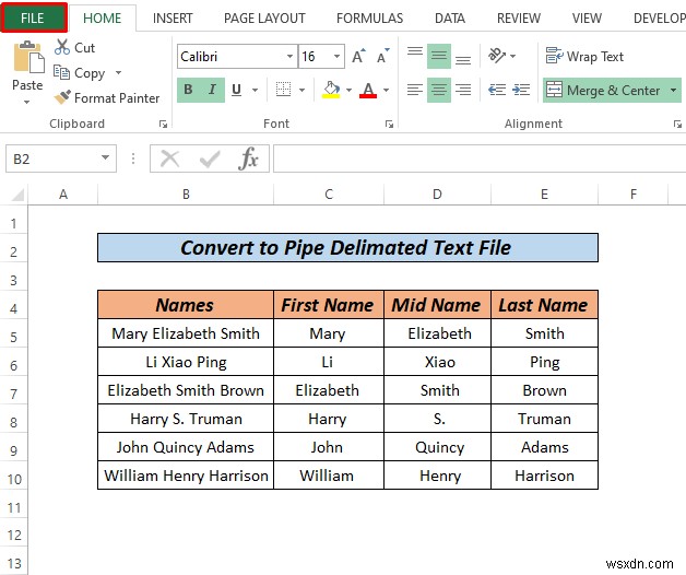 파이프 구분 기호를 사용하여 Excel을 텍스트 파일로 변환하는 방법(2가지 방법) 