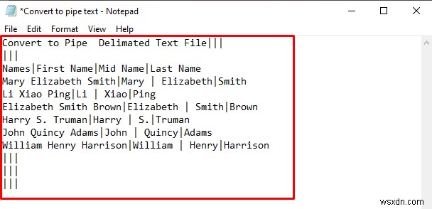 파이프 구분 기호를 사용하여 Excel을 텍스트 파일로 변환하는 방법(2가지 방법) 