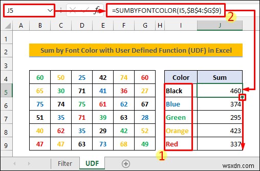 Excel의 글꼴 색상별 합계(2가지 효과적인 방법) 
