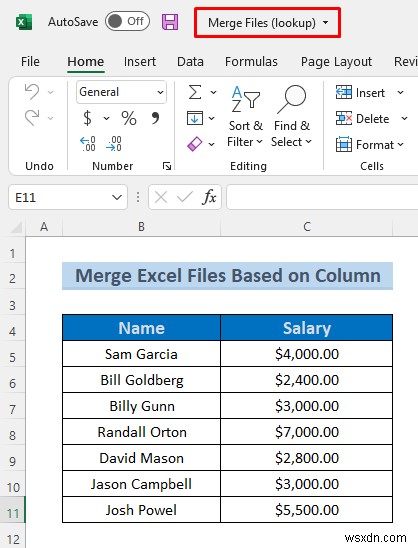 열을 기준으로 Excel 파일을 병합하는 방법(3가지 방법) 