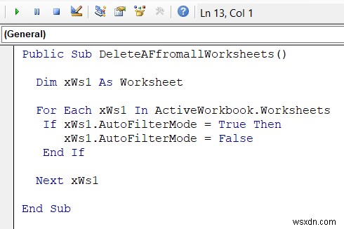 Excel VBA:자동 필터가 있는 경우 제거(예제 7개)