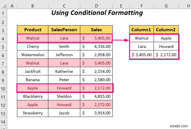 Excel에서 중복 행을 열로 바꾸는 방법(4가지 방법)