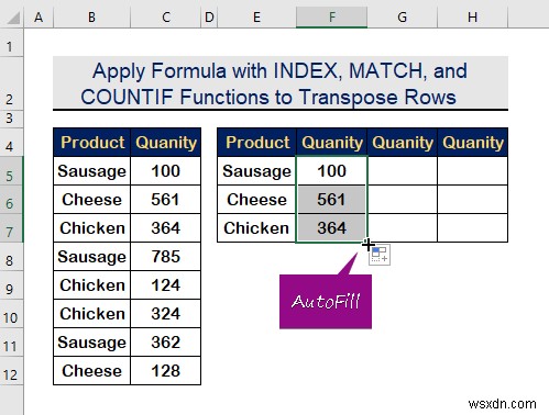 Excel의 기준에 따라 행을 열로 바꾸는 방법(2가지 방법)