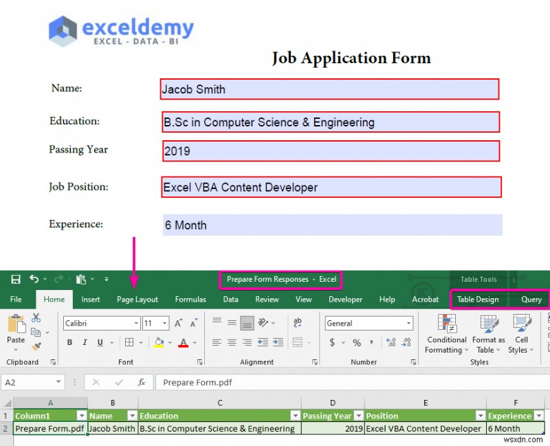 PDF 양식을 Excel 데이터베이스에 연결하는 방법(간단한 단계 포함)
