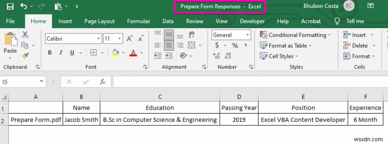 PDF 양식을 Excel 데이터베이스에 연결하는 방법(간단한 단계 포함)