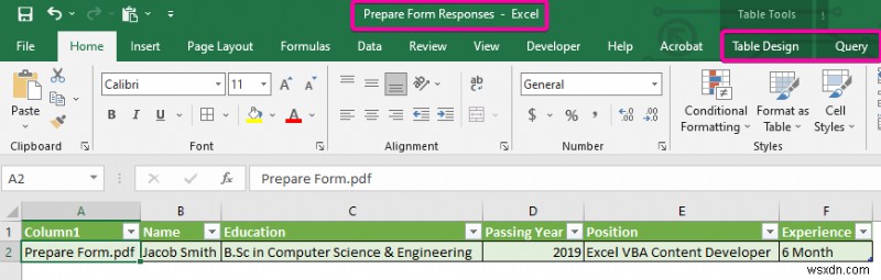 PDF 양식을 Excel 데이터베이스에 연결하는 방법(간단한 단계 포함)