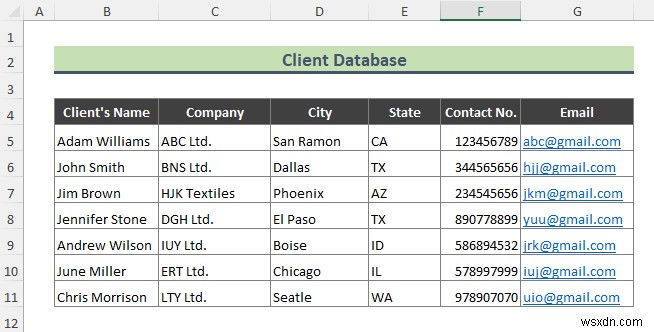 Excel에서 클라이언트 데이터베이스를 만드는 방법(간단한 단계 포함)