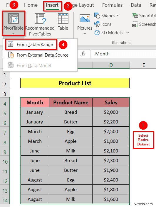 Excel에 슬라이서를 삽입하는 방법(3가지 간단한 방법)