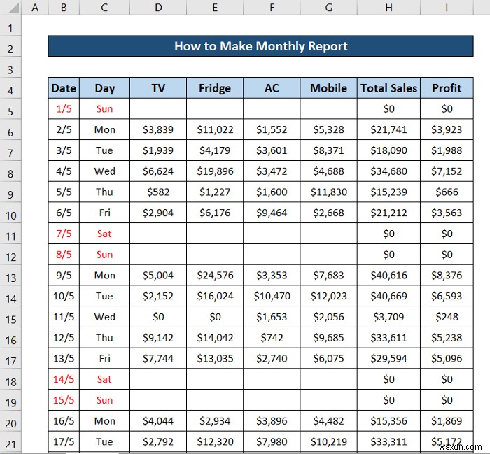Excel에서 월간 보고서를 만드는 방법(빠른 단계 포함)