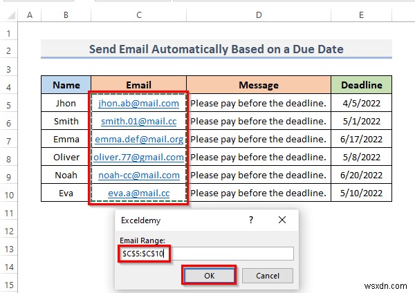 Excel에서 조건이 충족될 때 자동으로 이메일을 보내는 방법