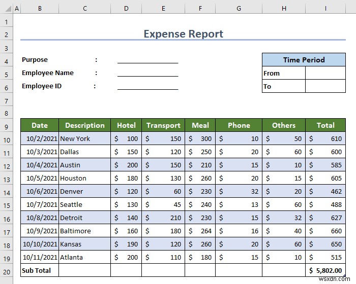 Excel에서 경비 보고서를 만드는 방법(간단한 단계 포함)