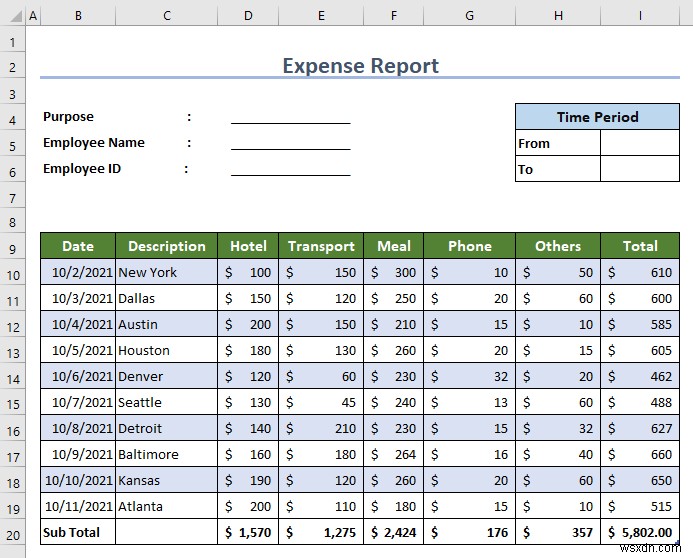 Excel에서 경비 보고서를 만드는 방법(간단한 단계 포함)