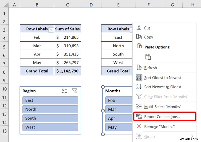 여러 피벗 테이블용 Excel 슬라이서(연결 및 사용)