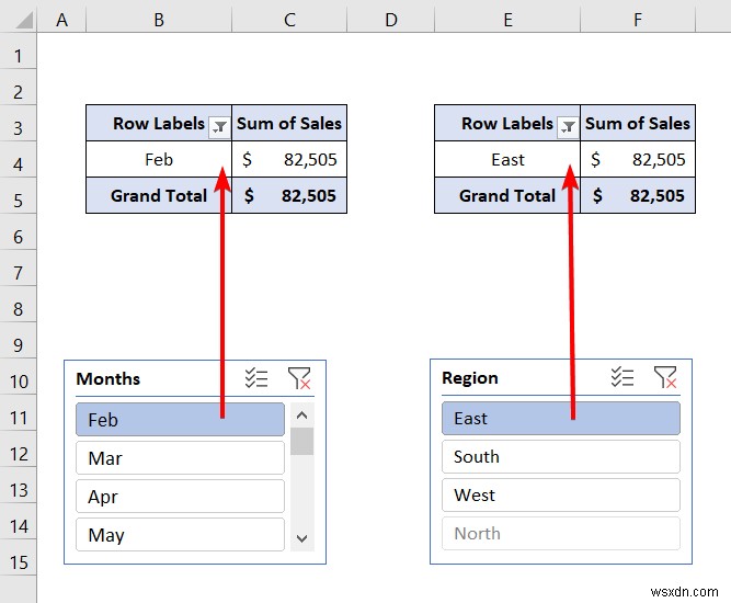 여러 피벗 테이블용 Excel 슬라이서(연결 및 사용)