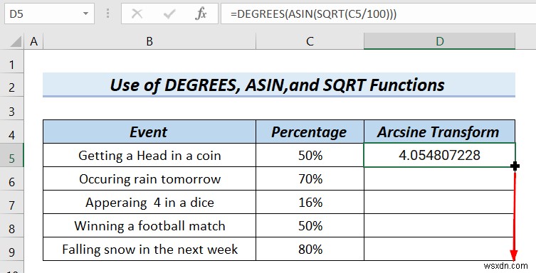 Excel에서 데이터를 Arcsine 변환하는 방법(4가지 편리한 방법)