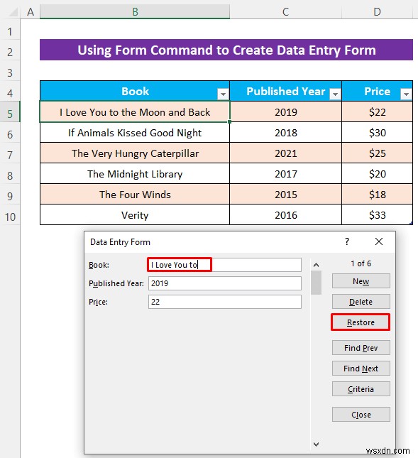 UserForm 없이 Excel 데이터 입력 양식을 만드는 방법