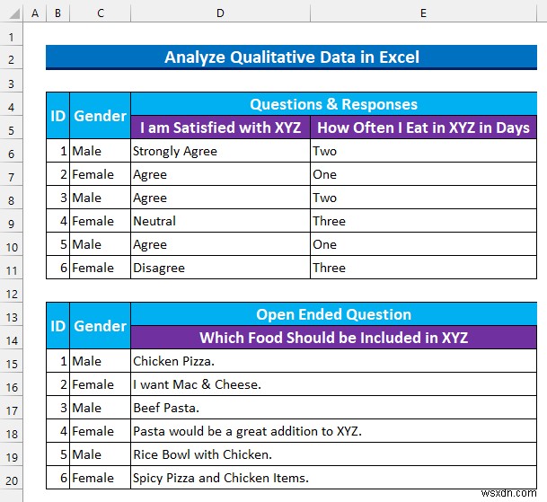 Excel에서 정성 데이터를 분석하는 방법(간단한 단계 사용)