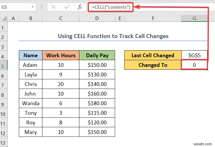 수식을 사용하여 Excel에서 셀 변경 사항을 추적하는 방법(간단한 단계 포함)