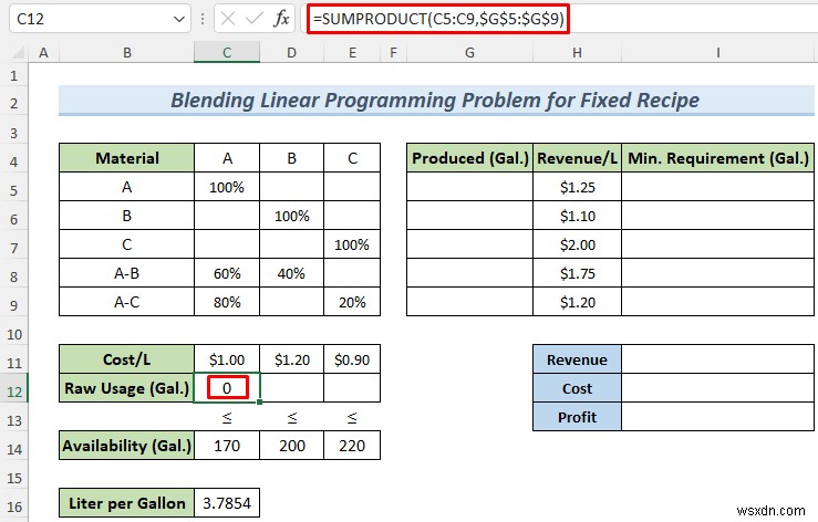 Excel Solver를 사용하여 혼합 선형 계획법 문제를 해결하는 방법