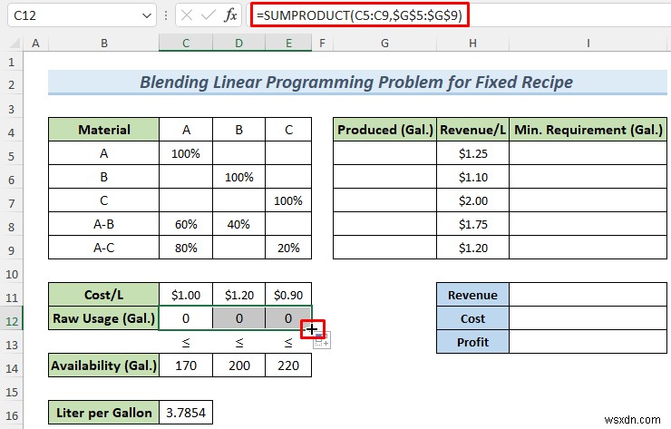 Excel Solver를 사용하여 혼합 선형 계획법 문제를 해결하는 방법