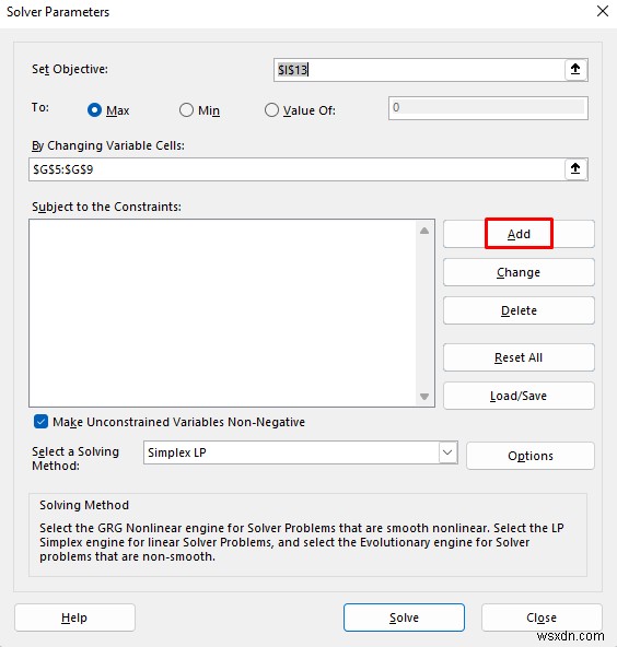 Excel Solver를 사용하여 혼합 선형 계획법 문제를 해결하는 방법