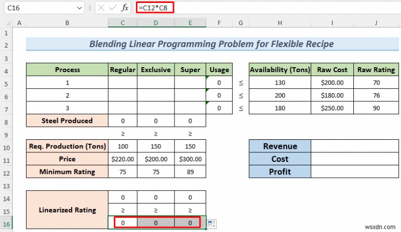 Excel Solver를 사용하여 혼합 선형 계획법 문제를 해결하는 방법