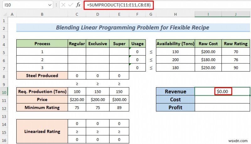 Excel Solver를 사용하여 혼합 선형 계획법 문제를 해결하는 방법