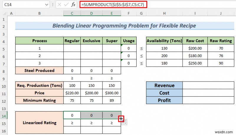 Excel Solver를 사용하여 혼합 선형 계획법 문제를 해결하는 방법