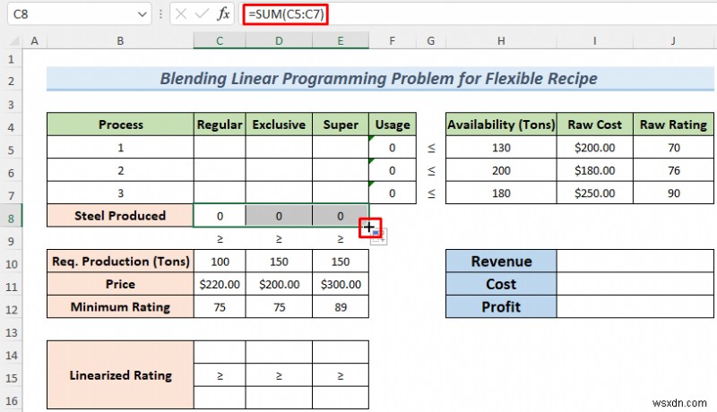 Excel Solver를 사용하여 혼합 선형 계획법 문제를 해결하는 방법