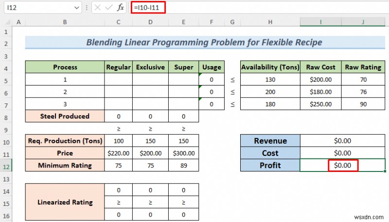 Excel Solver를 사용하여 혼합 선형 계획법 문제를 해결하는 방법