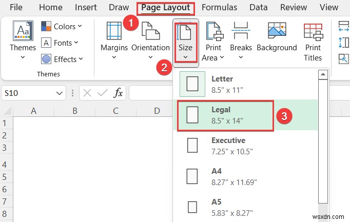 Excel에서 Legal 용지 크기를 추가하는 방법