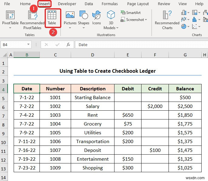 Excel에서 수표 장부를 만드는 방법(2개의 유용한 예)