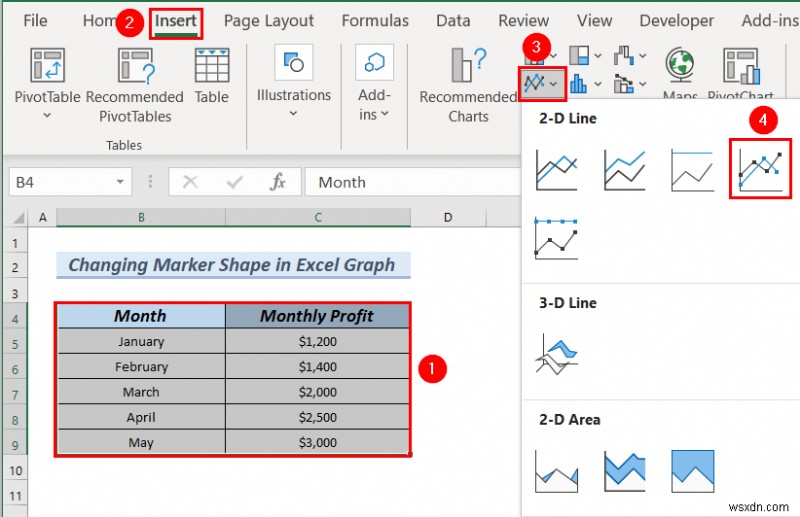 Excel 그래프에서 마커 모양을 변경하는 방법(3가지 쉬운 방법)