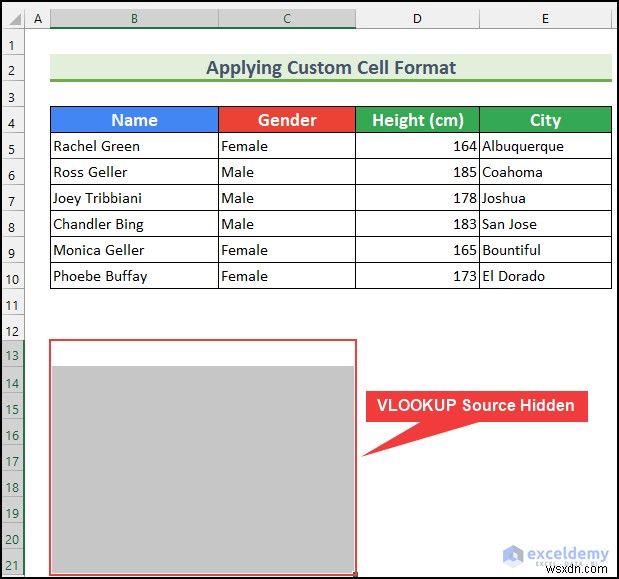 Excel에서 VLOOKUP 소스 데이터를 숨기는 방법(5가지 쉬운 방법)