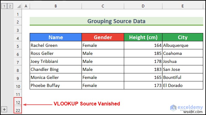 Excel에서 VLOOKUP 소스 데이터를 숨기는 방법(5가지 쉬운 방법)